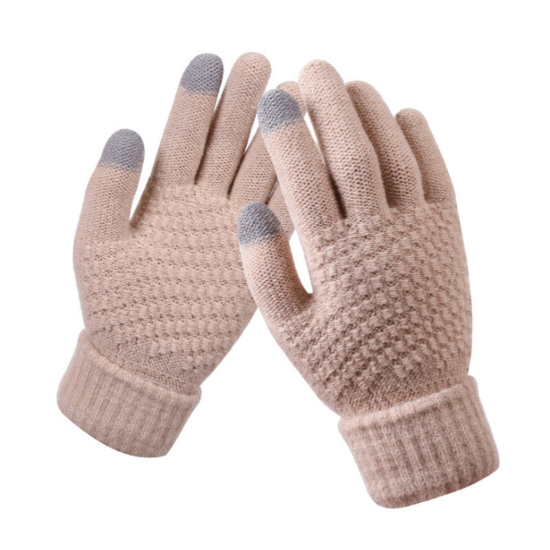 "Eleganta damhandskar i jacquard med pekskärmsfunktion och tjockt foder för elegant stil och värme under vintern."