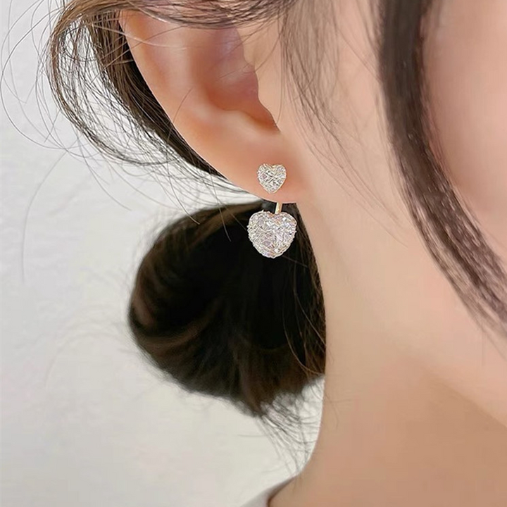 "Eleganta damörhängen med hängande zirkon i koppar, unik modern design, perfekt för stil och glans vid alla tillfällen."