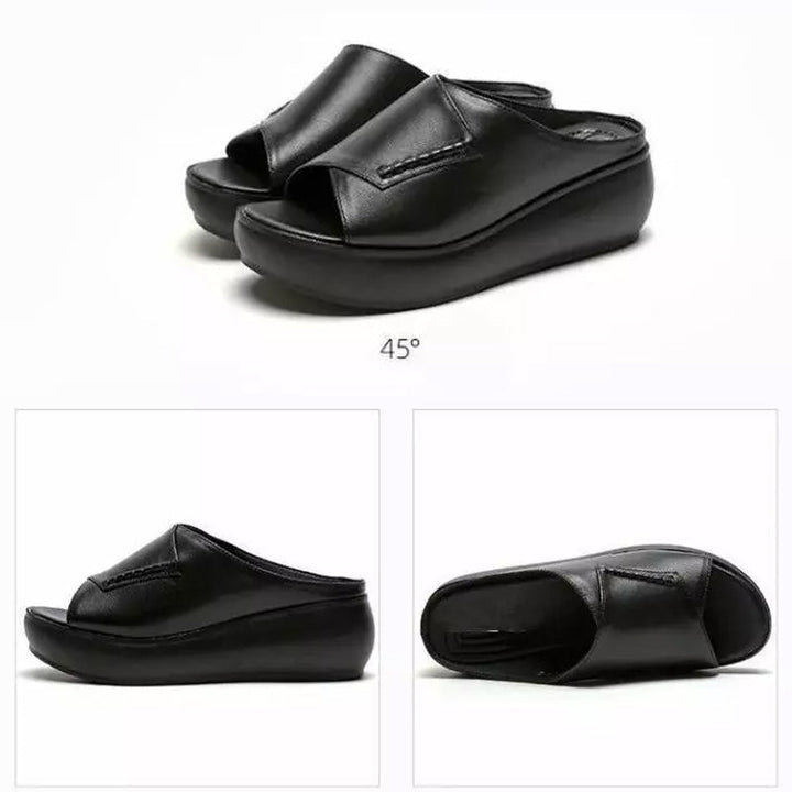 "Eleganta damsandaler i klassisk design med bekväm passform, svart läderrem och ergonomisk sula."