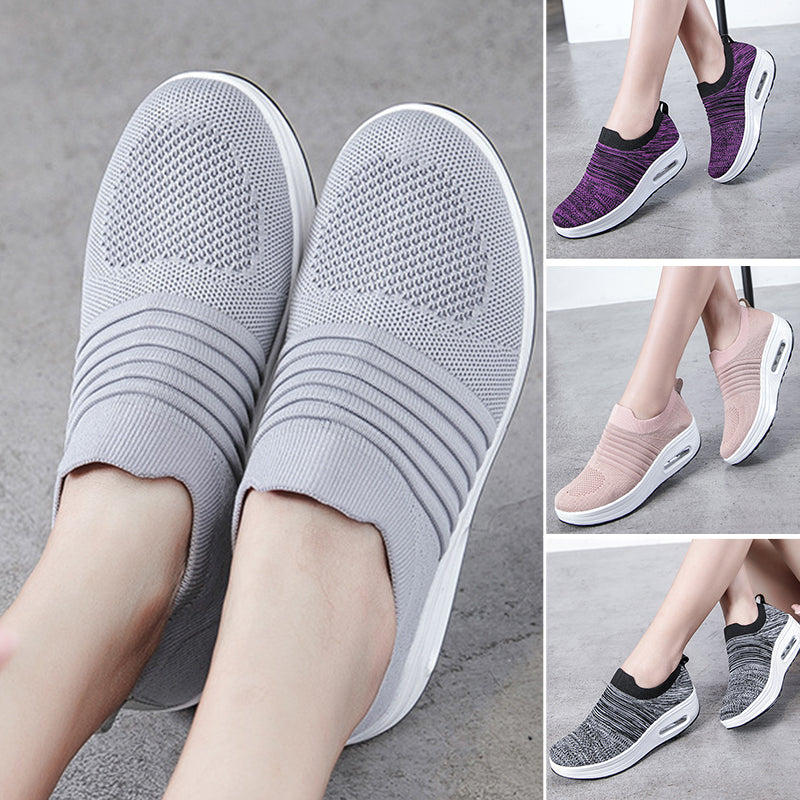 "Eleganta damsneakers med luftkudde och stöd för fotvalv. Finns i flera färger, elastiska och andas material."