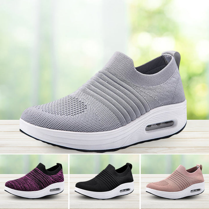 "Eleganta damsneakers med luftkudde och stöd för fotvalv. Finns i flera färger, elastiska och andas material."