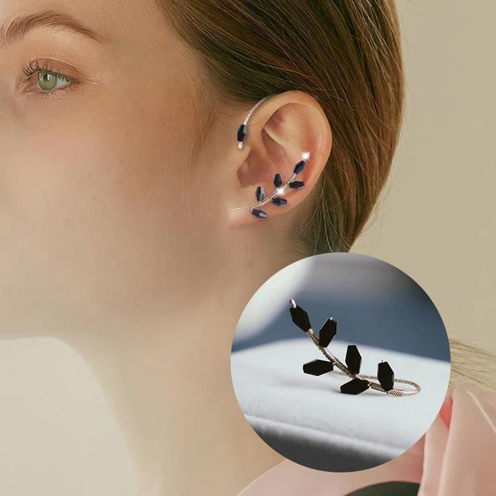 "Eleganta Glimma Löv örhängen utan hål, klämma runt örat, med fuskristall; perfekt för stil utan piercing."