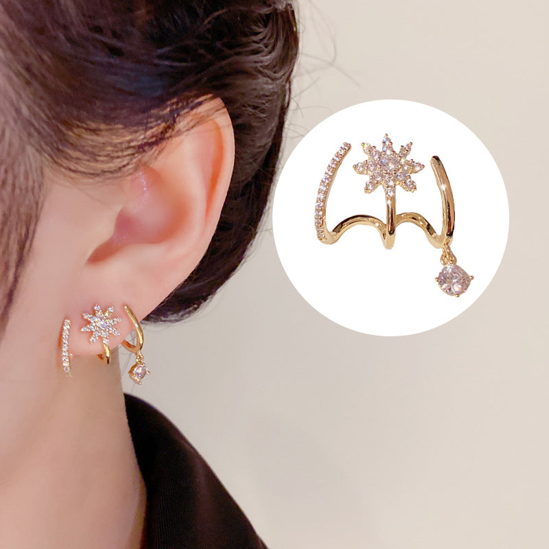 "Eleganta guldpläterade damörhängen med gnistrande zirkon, perfekt accessoar för stil och sofistikering."