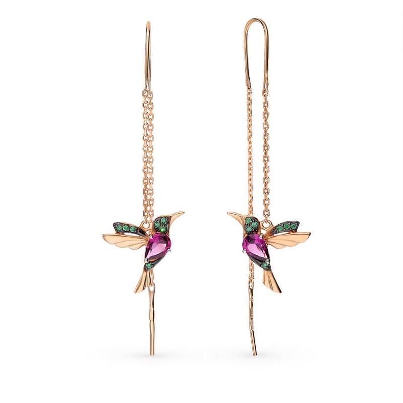 "Eleganta kolibriörhängen med blå zirkon, symbolisk design för kvinnor, lättviktiga och glänsande accessoarer."