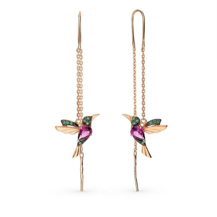 "Eleganta kolibriörhängen med blå zirkon, symbolisk design för kvinnor, lättviktiga och glänsande accessoarer."