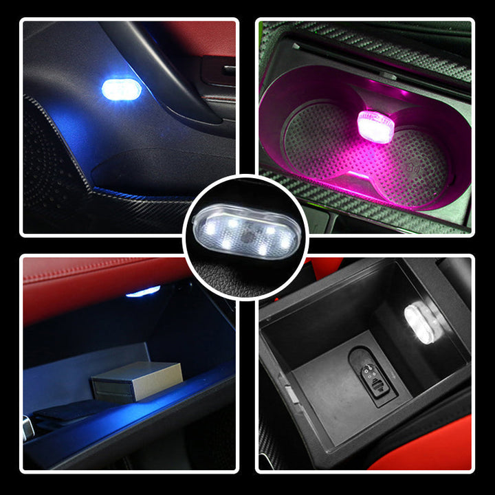 "Eleganta LED-bilbelysningsljus med touch sensor, kompakt design och klar belysning för smidig användning i bilen."