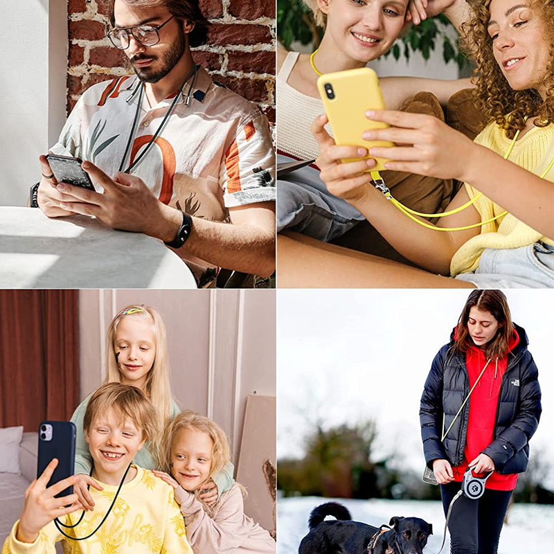 "Eleganta mobilhållare med axelrem i flera färger, frigör händerna och skyddar telefonen. Justerbar för alla mobiler."
