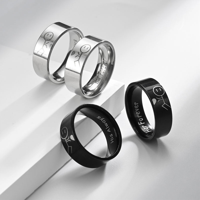 "Eleganta parringar i titan för kvinnor och män, 8 mm breda, med valfri färg och gravyr. Perfekt för alla tillfällen."