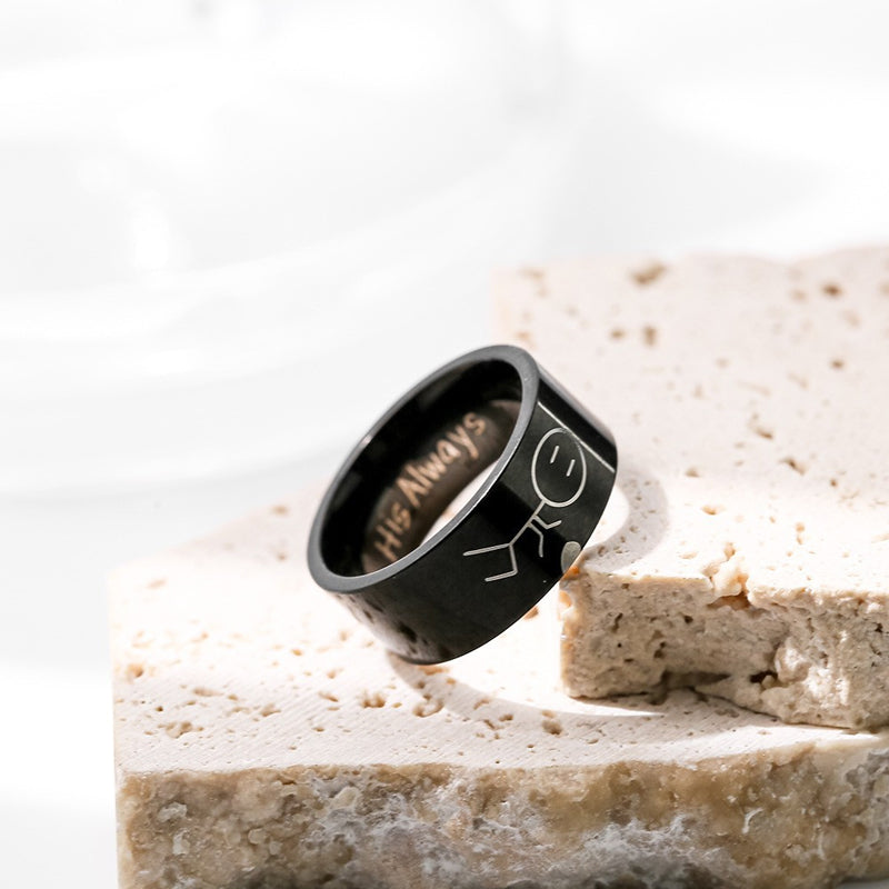 "Eleganta parringar i titan för kvinnor och män, 8 mm breda, med valfri färg och gravyr. Perfekt för alla tillfällen."