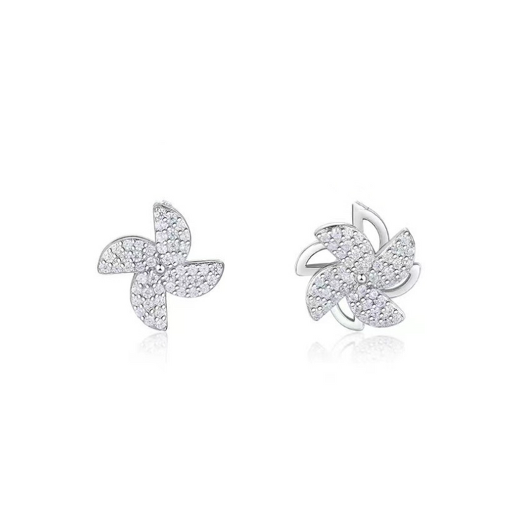 "Eleganta roterande väderkvarnörhängen i koppar och zirkon för kvinnor, gyllene eller silver, 1,1 cm, unika design."