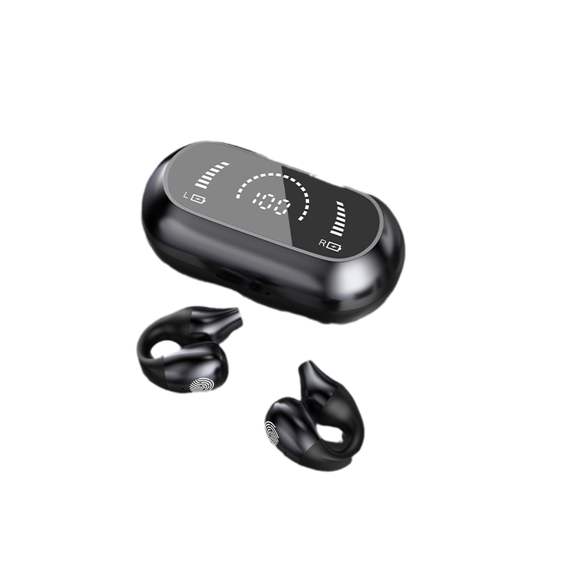 "Eleganta trådlösa Bluetooth-öronsnäckor, kompakt design, avancerad ljudteknik för klart ljud och stabil anslutning."