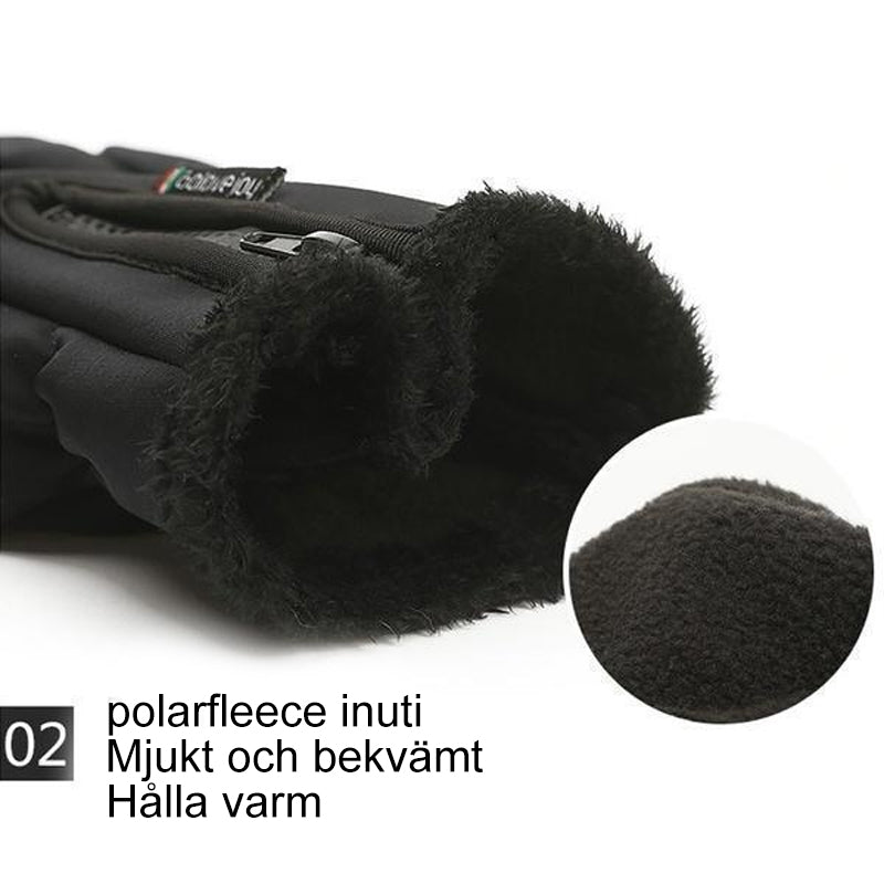 "Eleganta vinterhandskar i svart PU-läder med pekskärmsfunktion och fleecefoder för män och kvinnor"