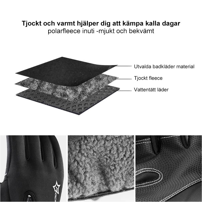 "Eleganta vinterhandskar i svart PU-läder med pekskärmsfunktion och fleecefoder för män och kvinnor"