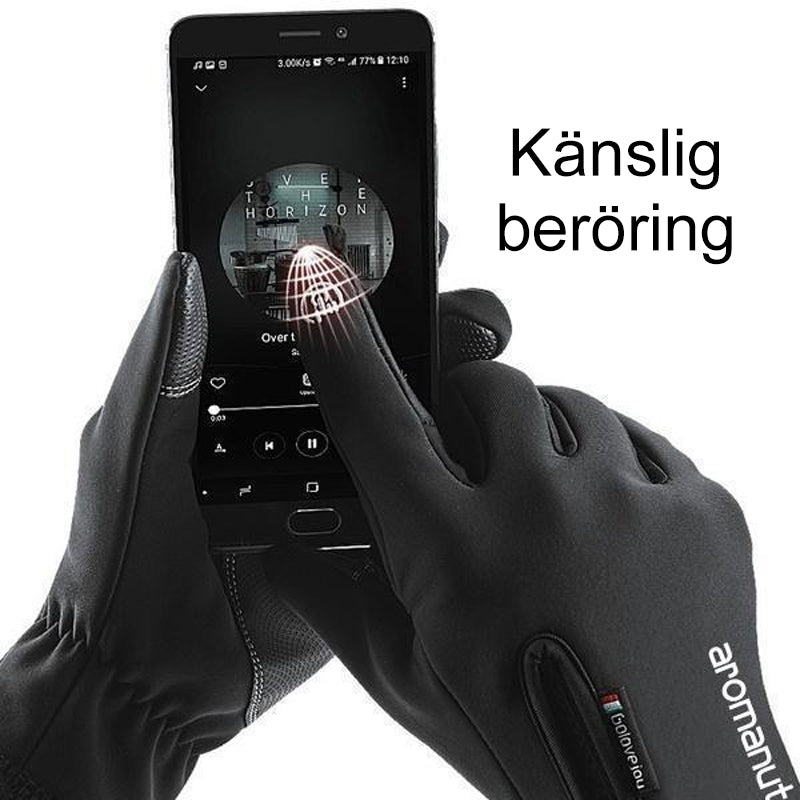 "Eleganta vinterhandskar i svart PU-läder med pekskärmsfunktion och fleecefoder för män och kvinnor"