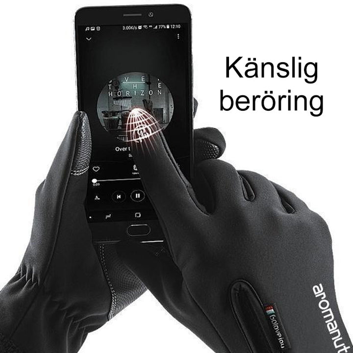 "Eleganta vinterhandskar i svart PU-läder med pekskärmsfunktion och fleecefoder för män och kvinnor"