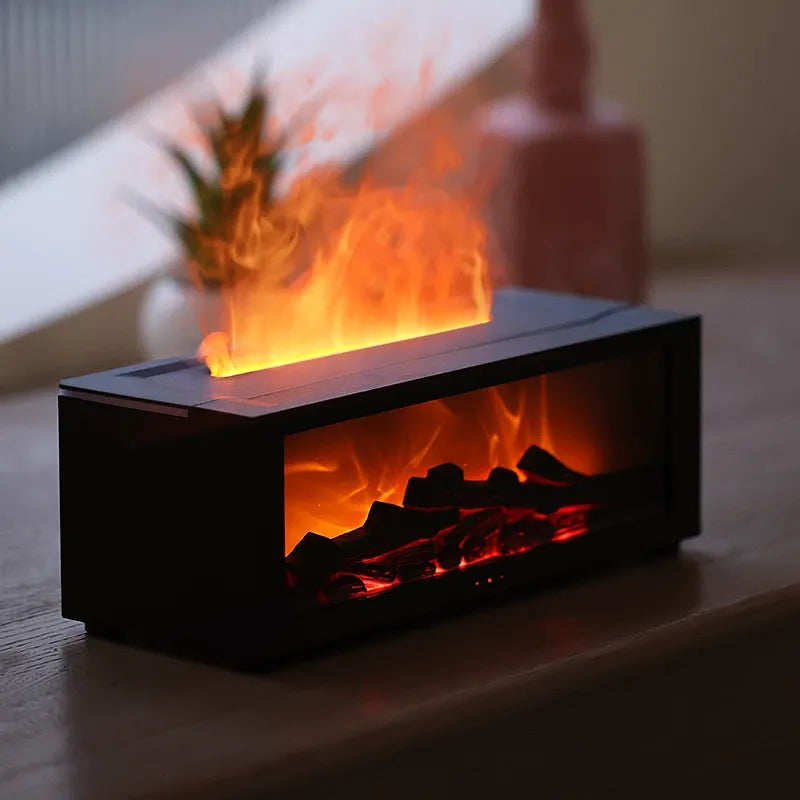 Elektrisk aromadiffuser med realistisk flammeffekt, perfekt för avkoppling & mysig hemdoft.