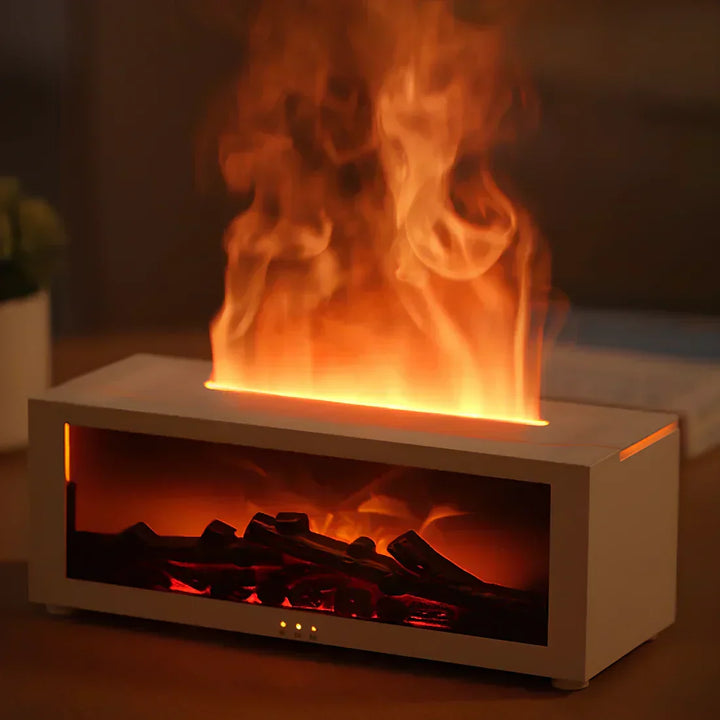 USB-driven aromadiffuser med flammeeffekt, perfekt för att skapa en avkopplande miljö med doft.