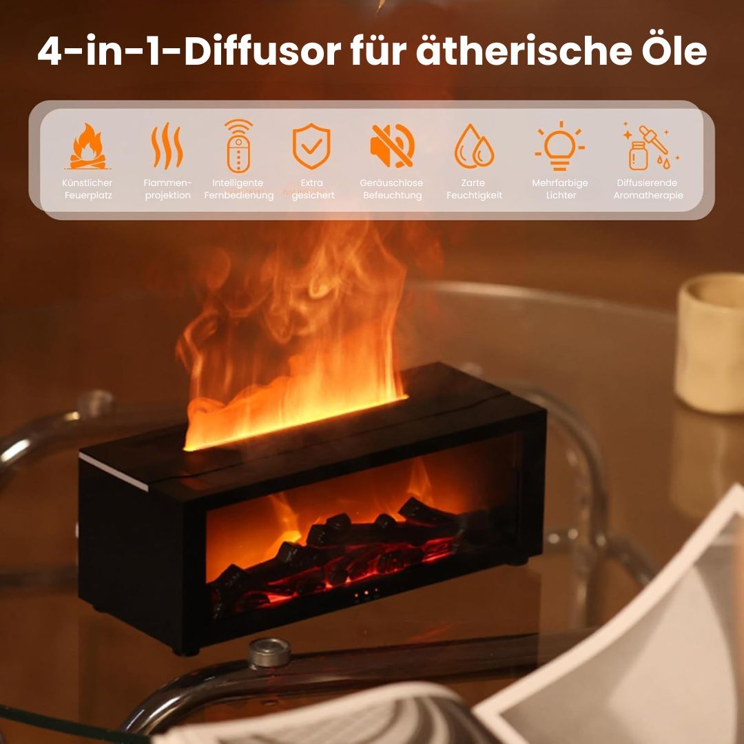 Modern doftlampa med LED-flammeffekt. Använd eteriska oljor för lugnande atmosfär hemma.