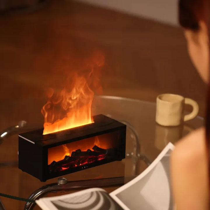 Elektrisk doftlampa med unikt flamtema. Perfekt för eteriska oljor, avkoppling & hemmets wellness.