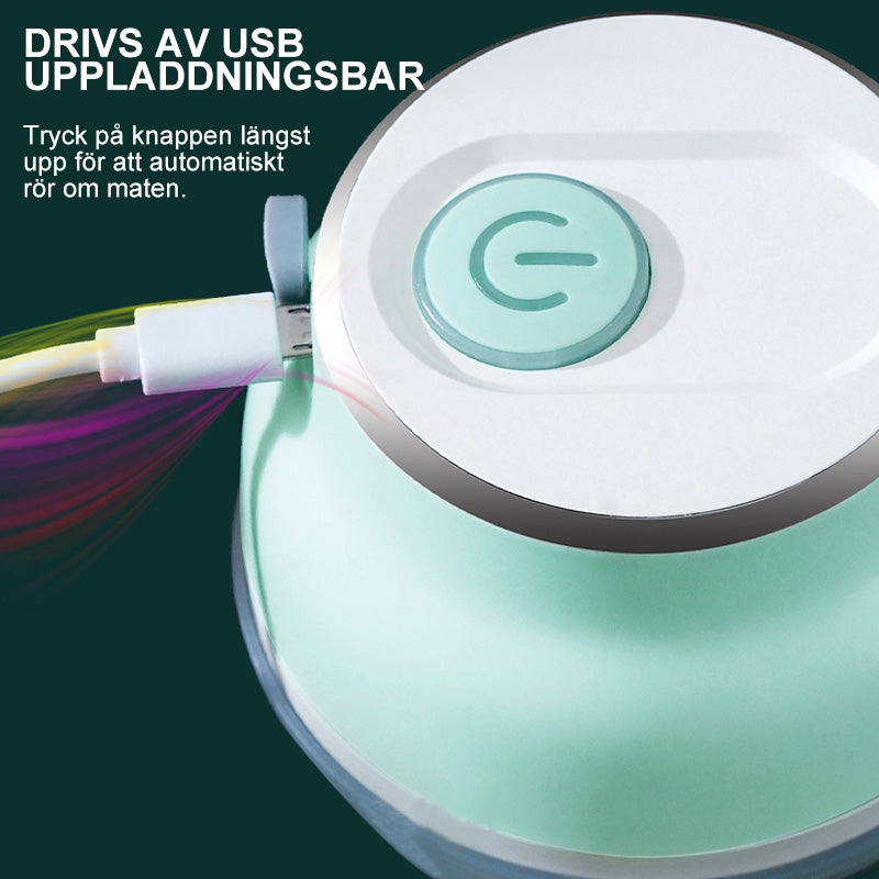 "Elektrisk bärbar minihakare för köket i kompakt design, med vassa stålblad och USB-laddning för enkel hackning"