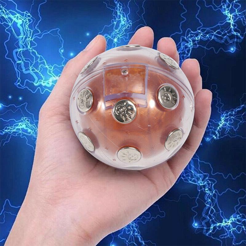 "Elektrisk chockboll i blått och gult plastmaterial, perfekt som roligt spel för fester och presentidé för vänner."