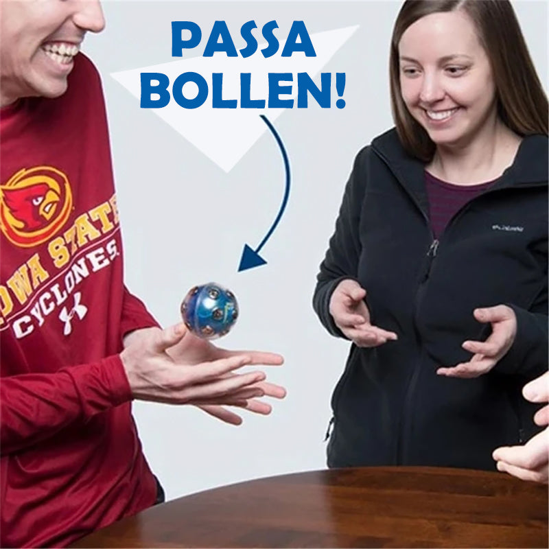 "Elektrisk chockboll i blått och gult plastmaterial, perfekt som roligt spel för fester och presentidé för vänner."