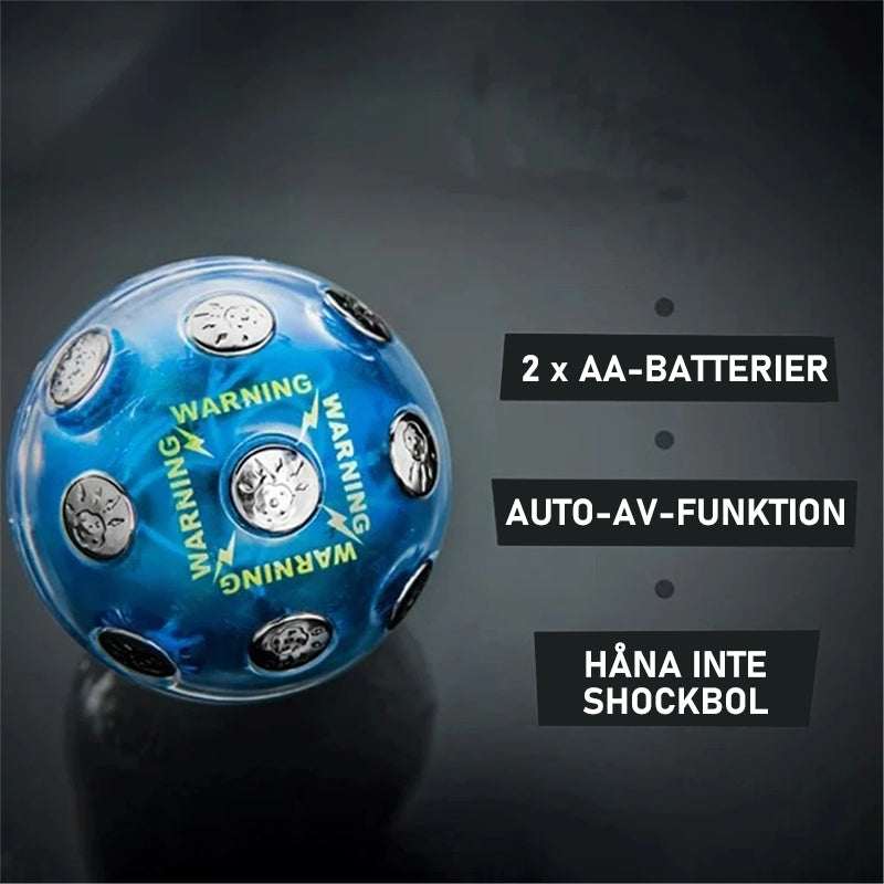 "Elektrisk chockboll i blått och gult plastmaterial, perfekt som roligt spel för fester och presentidé för vänner."