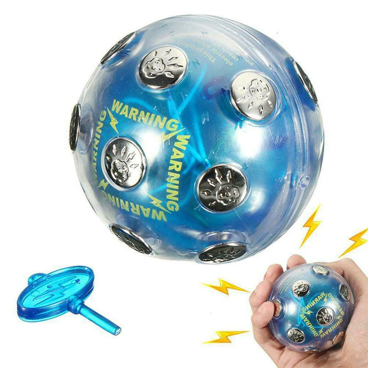 "Elektrisk chockboll i blått och gult plastmaterial, perfekt som roligt spel för fester och presentidé för vänner."