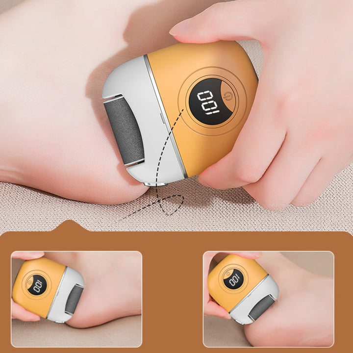 "Elektrisk fotslip med LCD-skärm, ergonomisk design, perfekt för att ta bort förhårdnader och vårda fötternas hälsa."