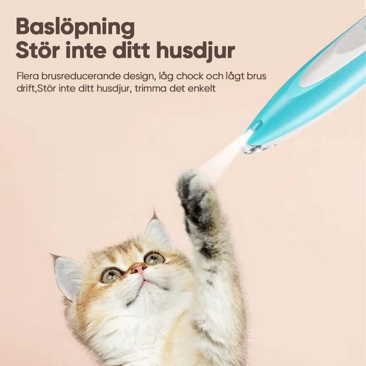 "Elektrisk hundtrimmer med LED och USB-laddning, ergonomisk design, multifunktionella skärare för precisionsgrooming."