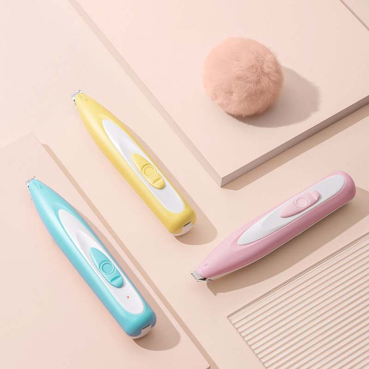 "Elektrisk hundtrimmer med LED och USB-laddning, ergonomisk design, multifunktionella skärare för precisionsgrooming."