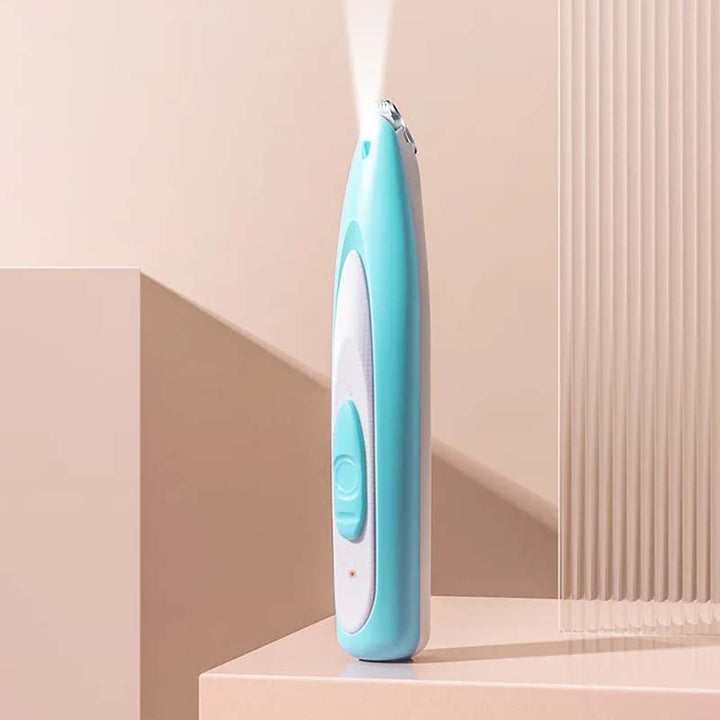 "Elektrisk hundtrimmer med LED och USB-laddning, ergonomisk design, multifunktionella skärare för precisionsgrooming."