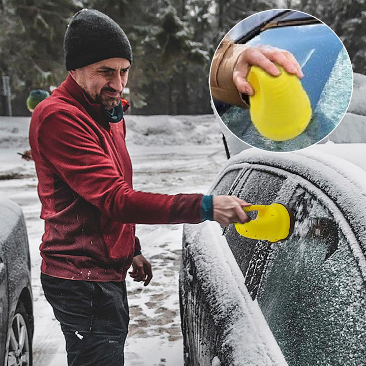 "Elektrisk isskrapa och snöröjare för bilar, kompakt design i blått och svart, säker för bilrutor, multifunktionell."