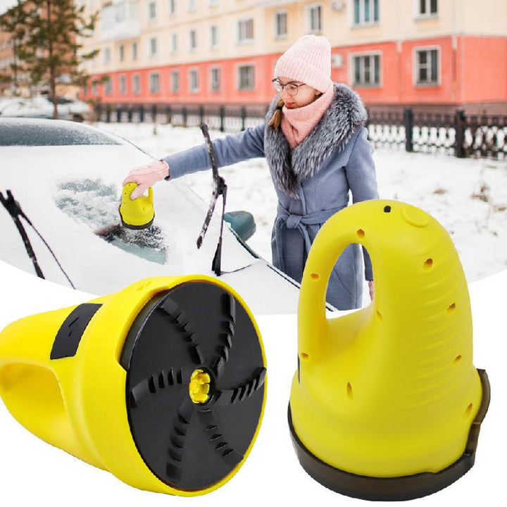 "Elektrisk isskrapa och snöröjare för bilar, kompakt design i blått och svart, säker för bilrutor, multifunktionell."