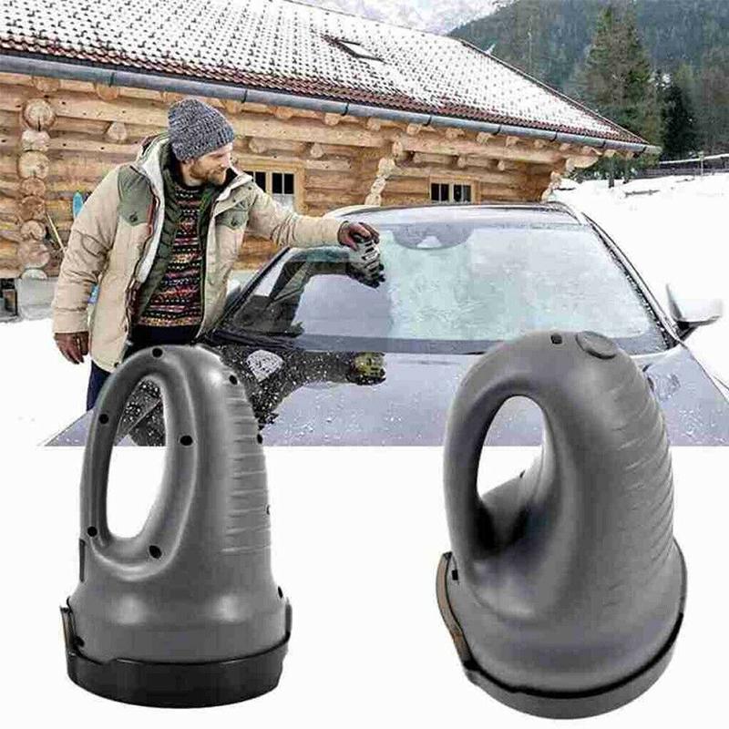 "Elektrisk isskrapa och snöröjare för bilar, kompakt design i blått och svart, säker för bilrutor, multifunktionell."