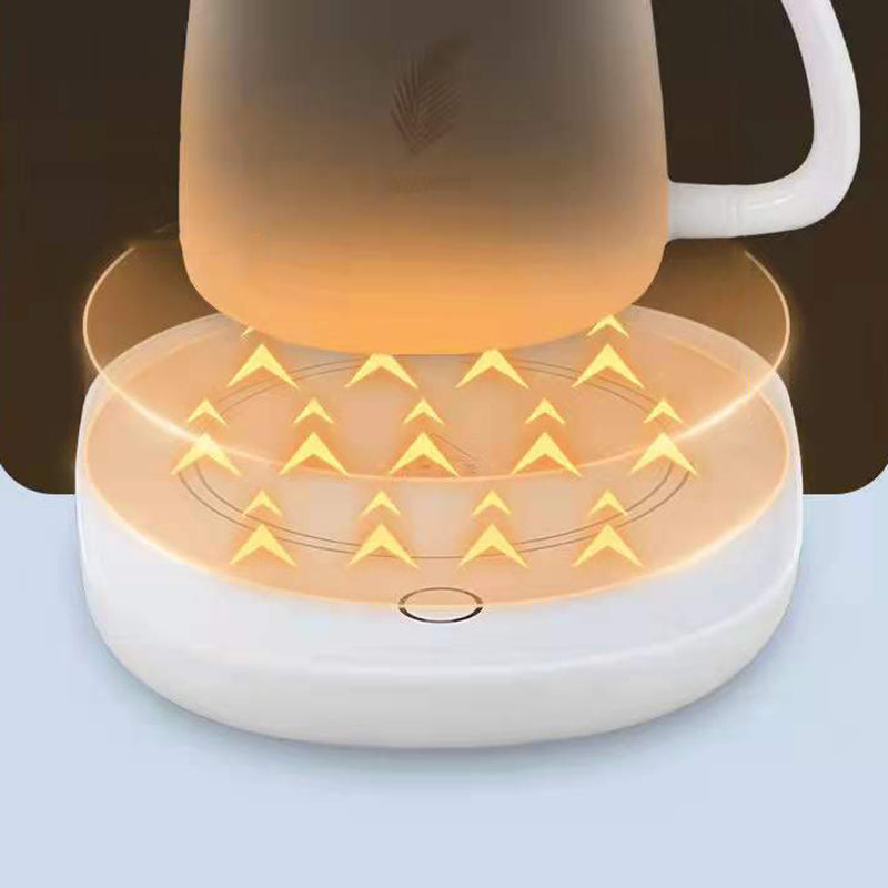 "Elektrisk kaffe-mjölkvärmare i vit och grön, temperaturkontroll, passar flatbottnade koppar, stilren och vattentät design."