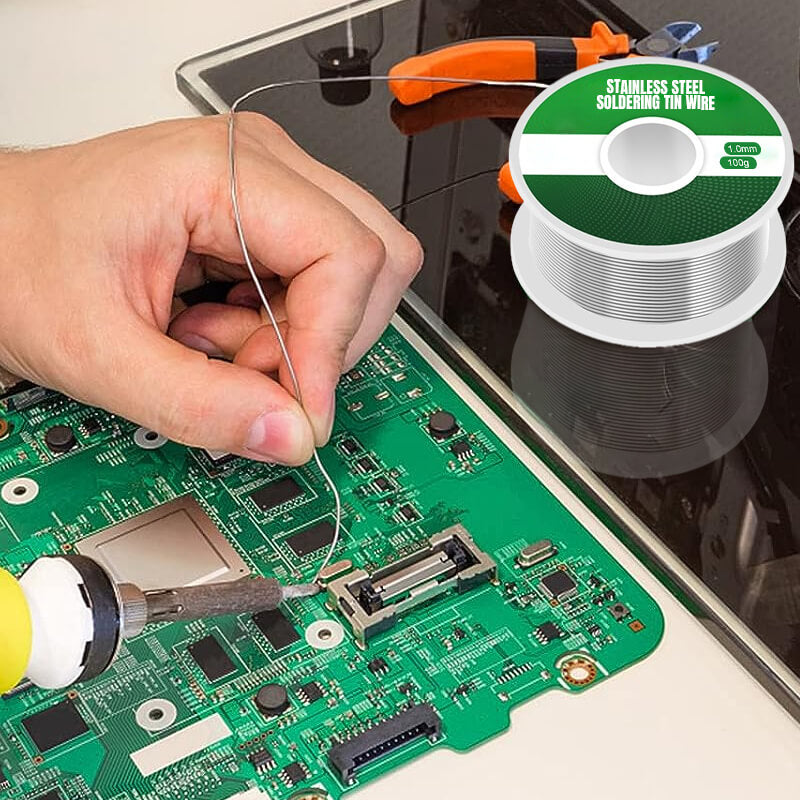 "Elektrisk lödtråd med rosin-kärna; blyfri, hög värmetålighet, för exakta elektroniska reparationer, 0.8-1.0mm diameter."
