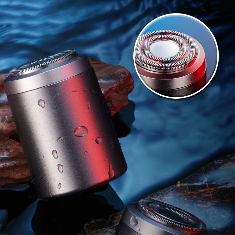 "Elektrisk minirakapparat för män, kompakt design, IPX7 vattentät med 25 blad för effektiv rakning, aluminiumlegering."