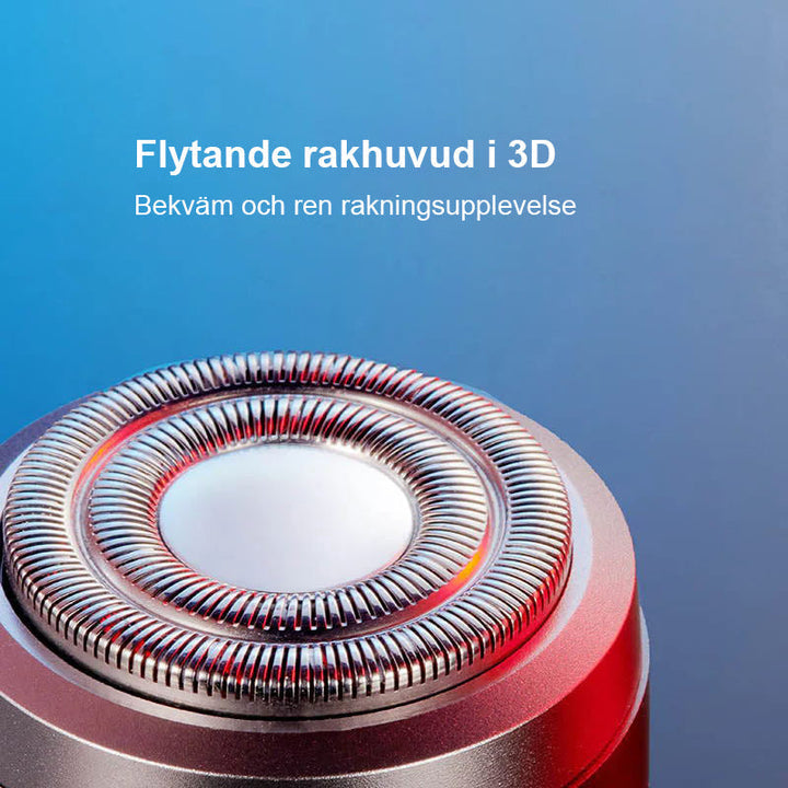 "Elektrisk minirakapparat för män, kompakt design, IPX7 vattentät med 25 blad för effektiv rakning, aluminiumlegering."