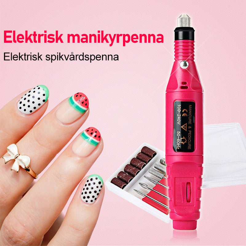 "Elektrisk nagelborr i rosa, ergonomisk design för manikyr med justerbar hastighet, idealisk för nagelvård och konst."