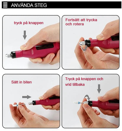"Elektrisk nagelborr i rosa, ergonomisk design för manikyr med justerbar hastighet, idealisk för nagelvård och konst."