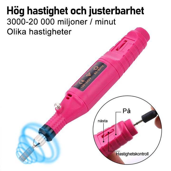 "Elektrisk nagelborr i rosa, ergonomisk design för manikyr med justerbar hastighet, idealisk för nagelvård och konst."