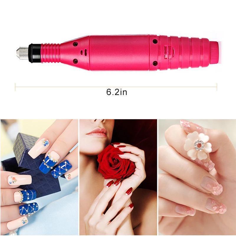 "Elektrisk nagelborr i rosa, ergonomisk design för manikyr med justerbar hastighet, idealisk för nagelvård och konst."
