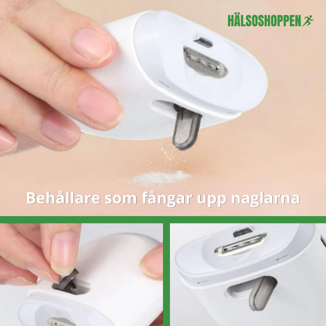 Automatisk, säker elektrisk nagelklippare för barn och vuxna. Uppladdningsbar med LED-ljus för enkel nagelvård.