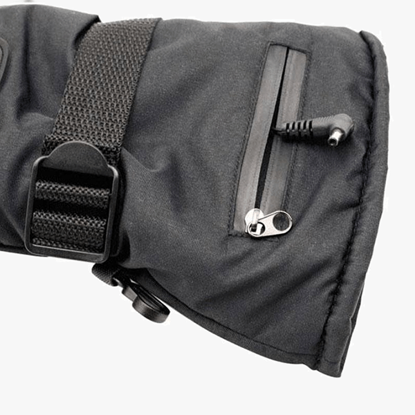 "Elektriska justerbara värmehandskar för herr och dam, svart, vind- och vattentät design med pekskärmsfunktion."