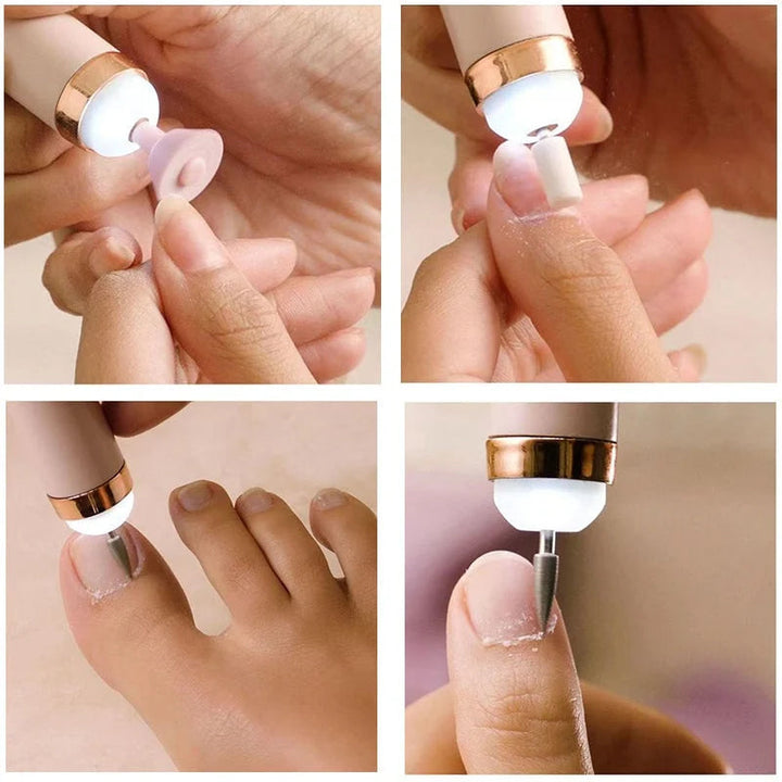 "Elektriskt manikyrset med ergonomisk design, perfekt för nagelvård hemma. Kompakt och bärbar för resor och dagligt bruk."