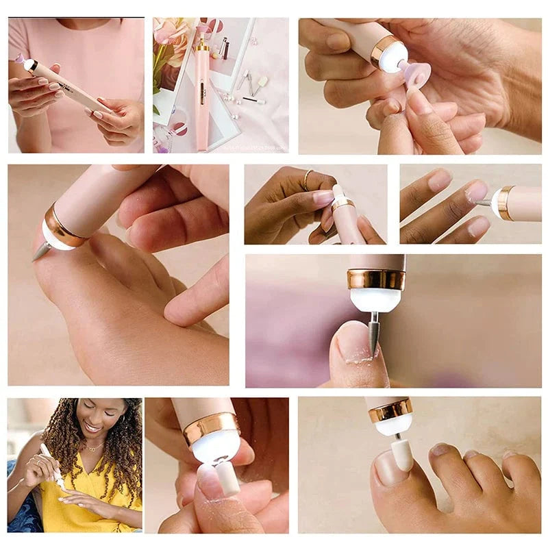 "Elektriskt manikyrset med ergonomisk design, perfekt för nagelvård hemma. Kompakt och bärbar för resor och dagligt bruk."