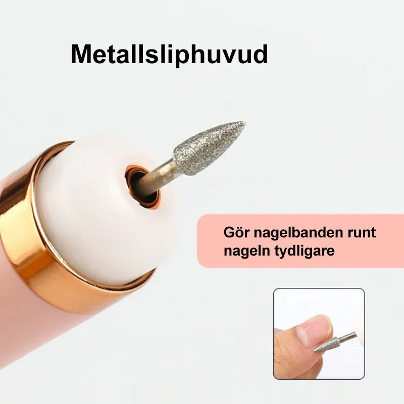 "Elektriskt manikyrset med ergonomisk design, perfekt för nagelvård hemma. Kompakt och bärbar för resor och dagligt bruk."
