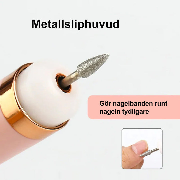 "Elektriskt manikyrset med ergonomisk design, perfekt för nagelvård hemma. Kompakt och bärbar för resor och dagligt bruk."