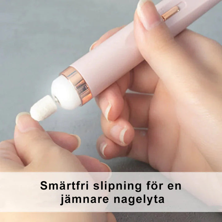 "Elektriskt manikyrset med ergonomisk design, perfekt för nagelvård hemma. Kompakt och bärbar för resor och dagligt bruk."